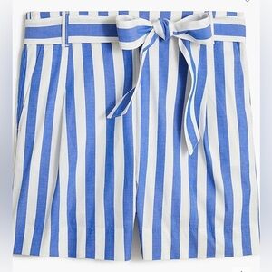 J.Crew Striped cotton-blend poplin tie-waist short size 2